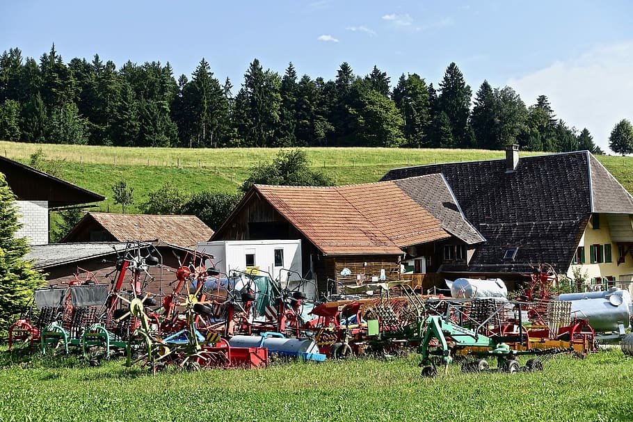 junk, farm, implements, rusty, old, dilapidated, scrap, machinery HD wallpaper
