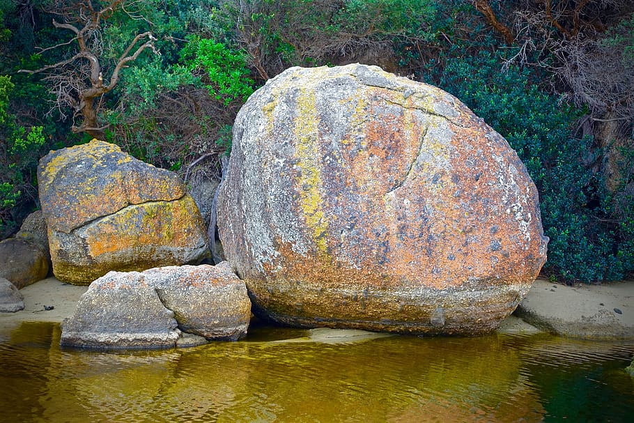 boulder, rock, colourful, stone, natural, geology, colored HD wallpaper