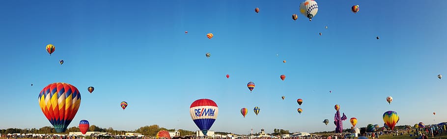 hot air balloon, festival, mountians, hot air balloons, ballooning, HD wallpaper