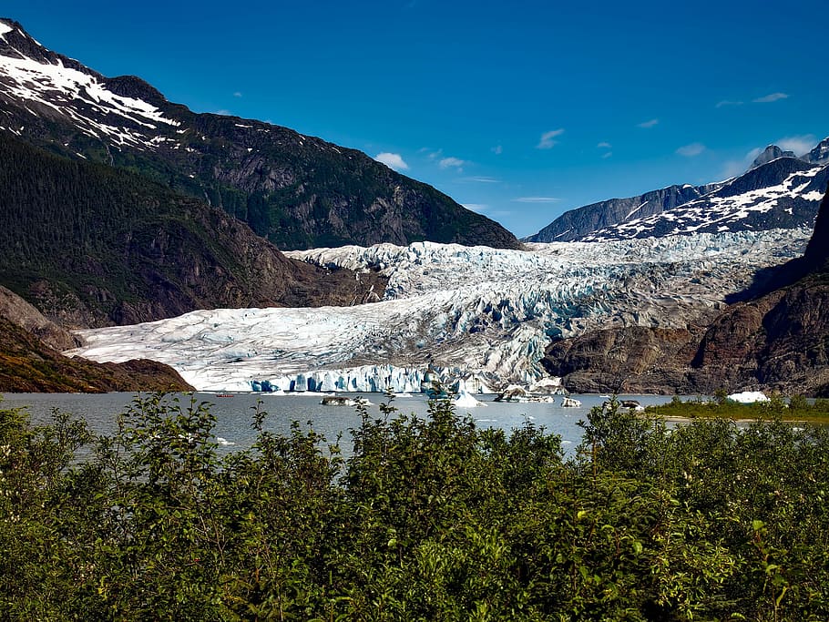 Mendenhall Glacier landscape around Juneau, Alaska, ice, nature, HD wallpaper
