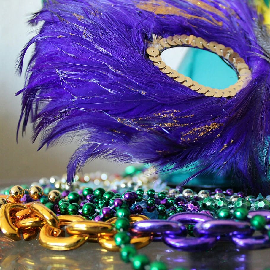 photo of purple and gold masquerade mask, face mask, colorful