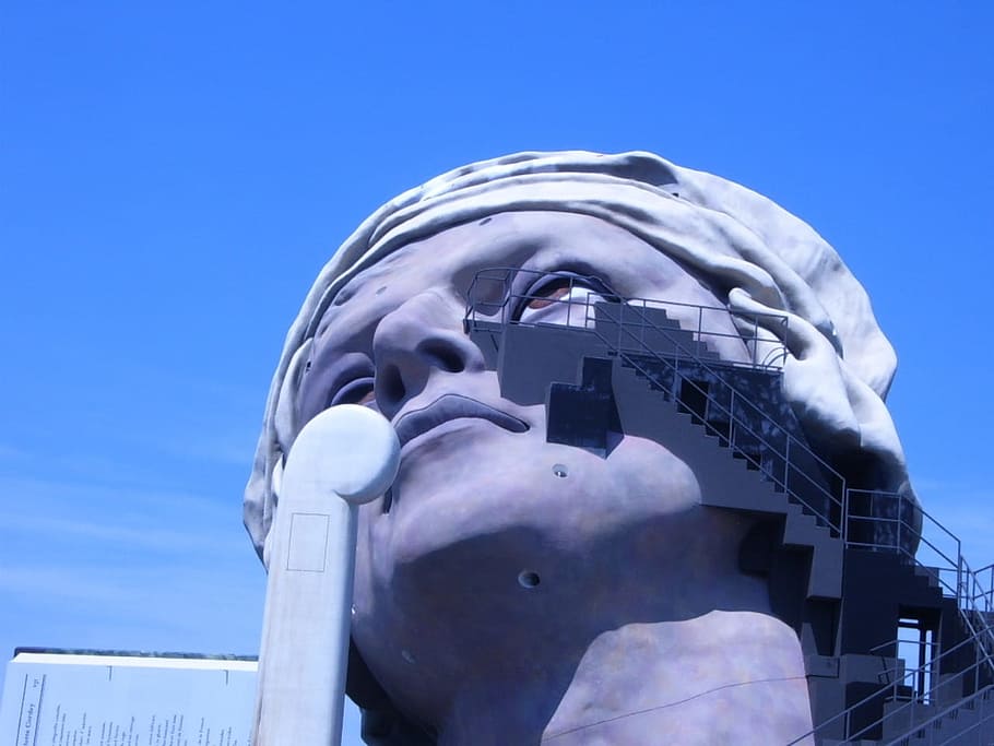Statue, Bregenz, Face, Figure, sky, architecture, architecture And Buildings HD wallpaper