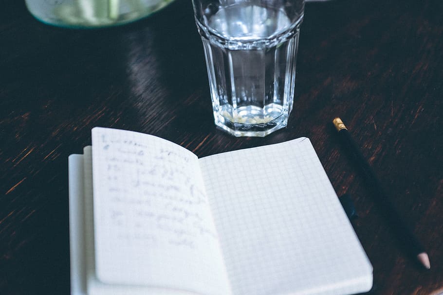 Morning writing routine, objects, book, table, document, drink HD wallpaper