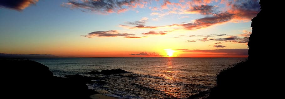 Dawn, Sun, Horizon, Clouds, Sea, sky, awakening, sunset, silhouette HD wallpaper