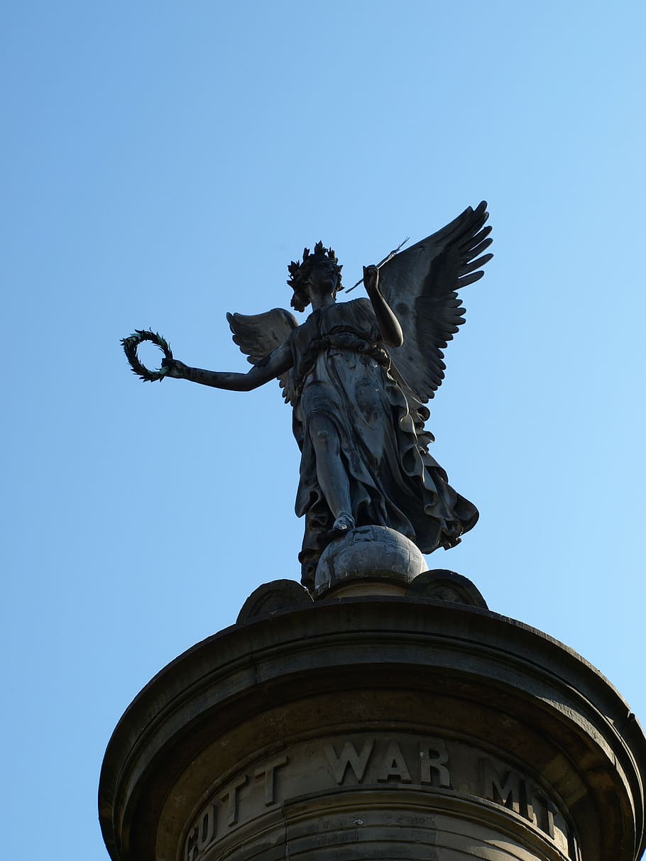 siegburg germany, siegessäule, angel, sky, pillar, memory