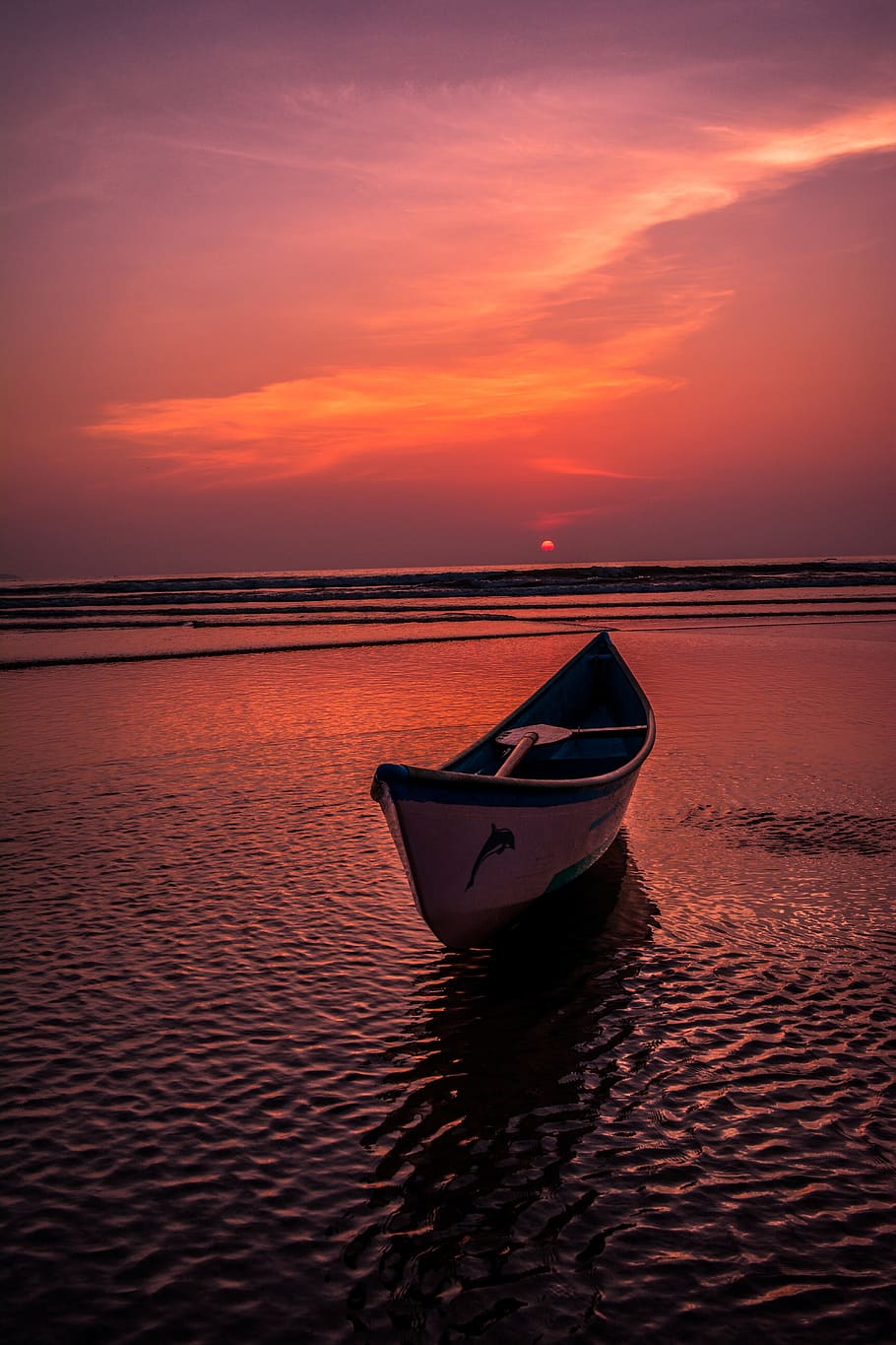 HD wallpaper: empty boat during golden hourse, ocean, ocean sunset, beach,  nature | Wallpaper Flare