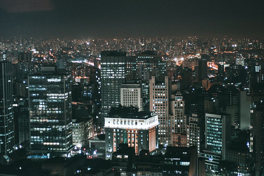 city building during night-time, architecture, infrastructure HD wallpaper