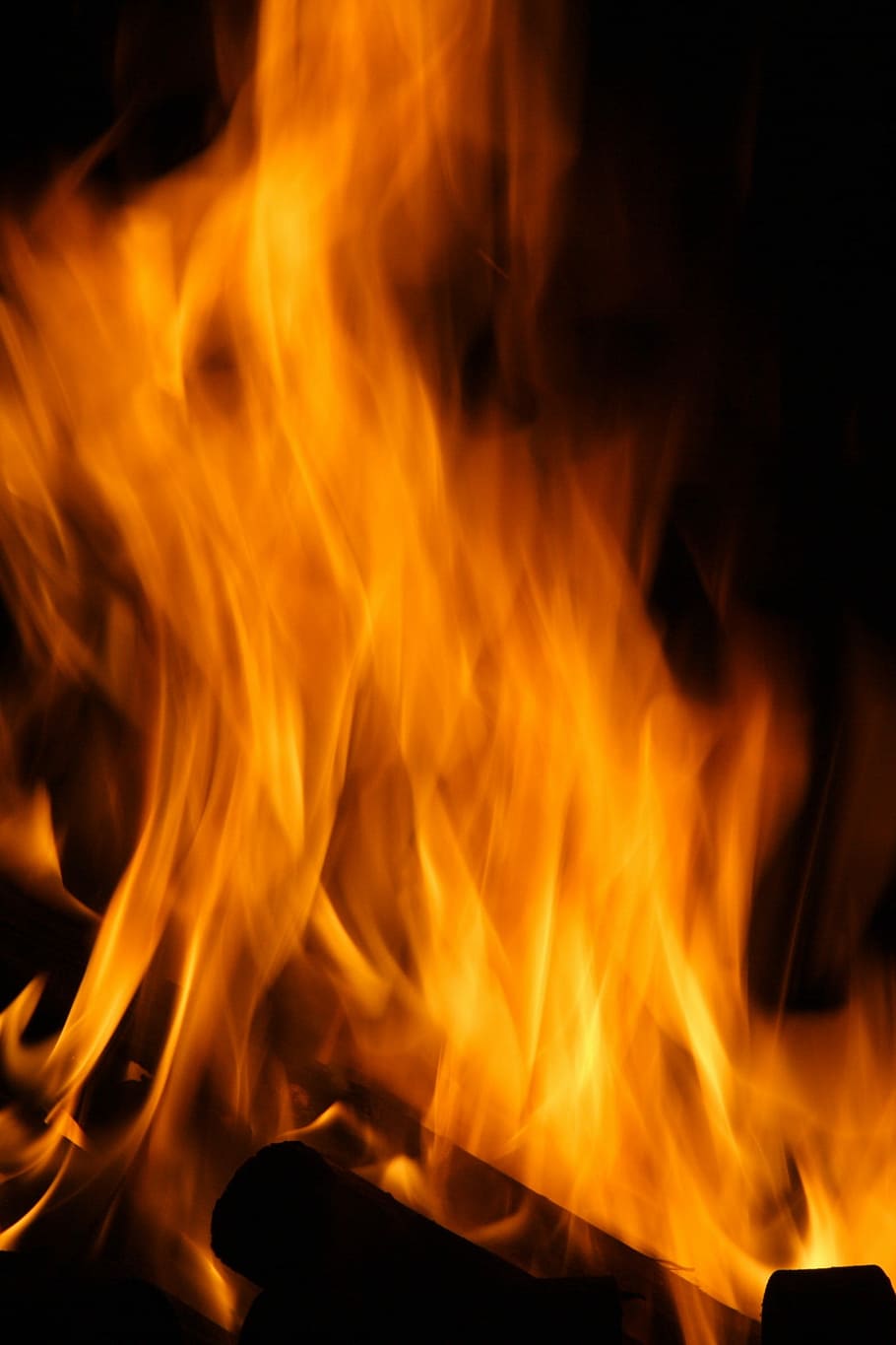 Fire, Flame, Hot, Burn, Yellow, fiery, campfire, heat, fire - natural phenomenon HD wallpaper