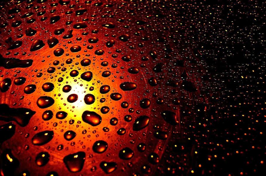 droplets on brown glass surface, drops, rain, background, seasons HD wallpaper