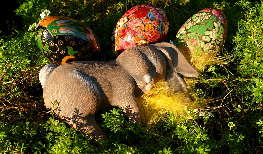easter, easter bunny, hare, rabbit, colorful, easter decoration HD wallpaper
