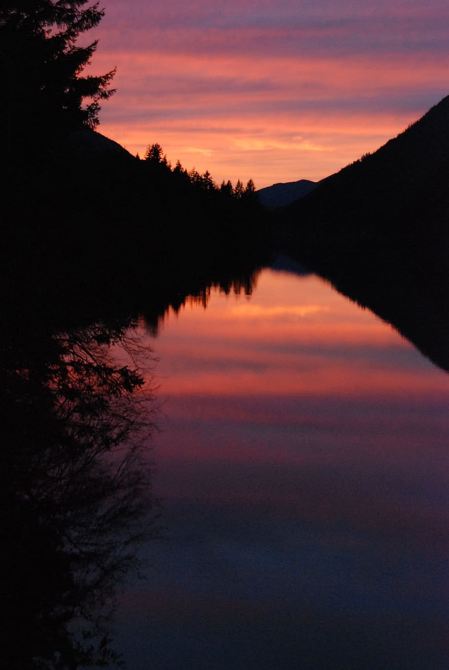 dawn, landscape, nature, sunset, backlit, calm, clouds, colorful HD wallpaper