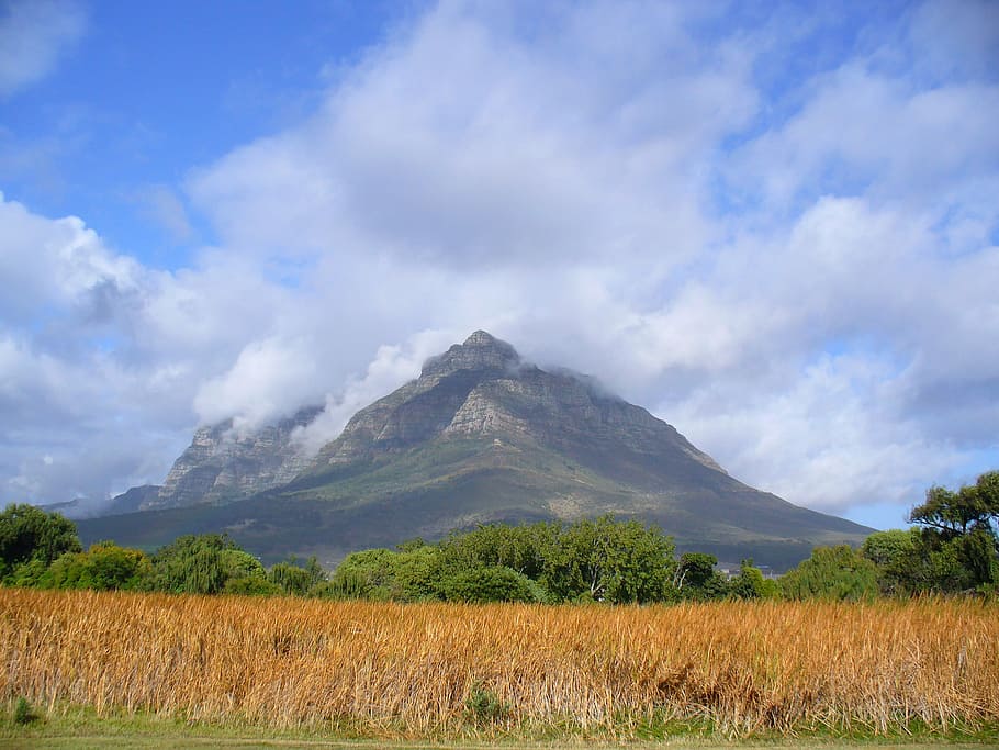 Devil's Peak landscape in Cape Town, South Africa, capetown, clouds HD wallpaper