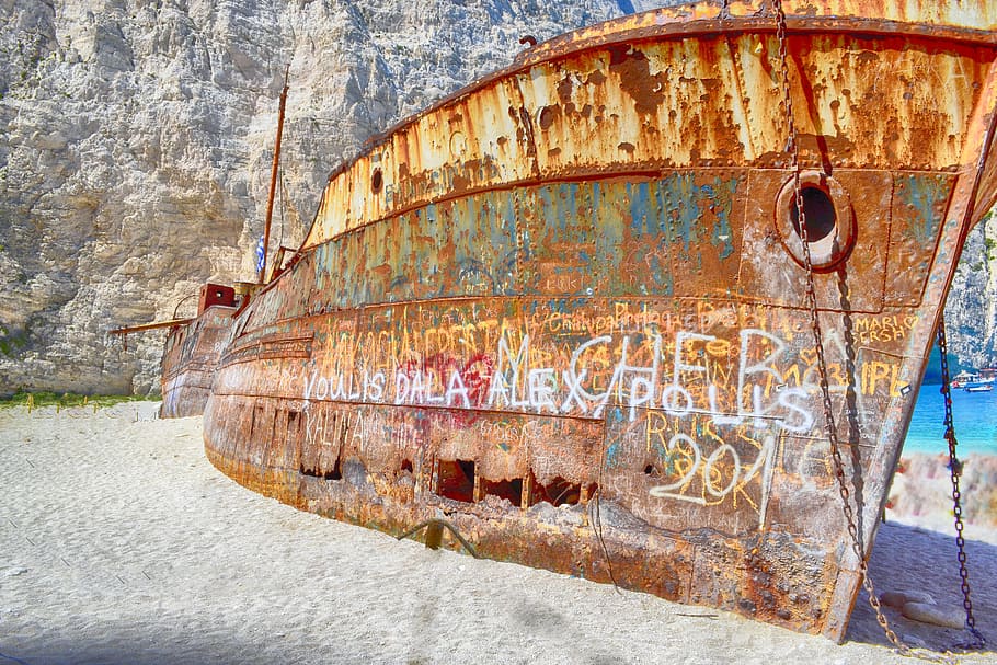 navagio, shipwreck, zakynthos, greece, summer, sea, beach, landscape, HD wallpaper