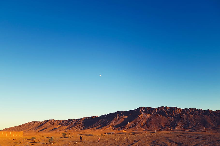 mountain during blue hour, scenery of desert, landscape, rock HD wallpaper