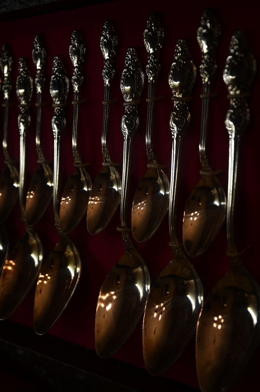 tableware, macro, silver, spoon, set, food, in a row, indoors HD wallpaper