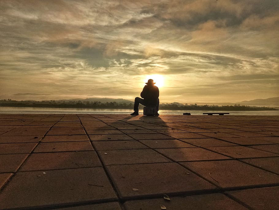 leisure, river, sitting, relax, rest, nature, sky, cloud - sky HD wallpaper