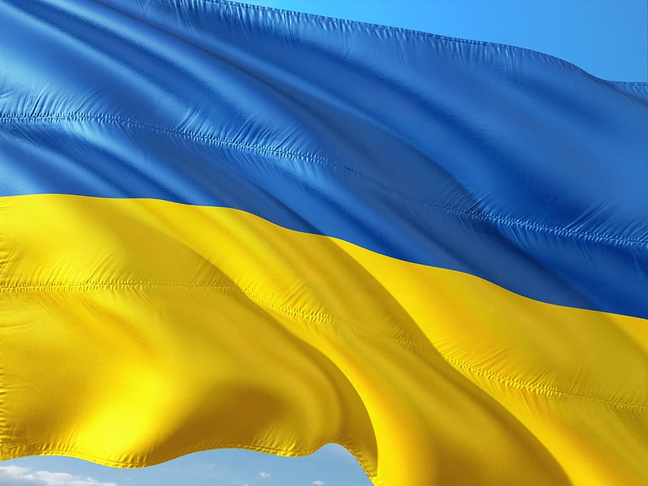 blue and yellow Ukraine flag, international, multi colored, nature