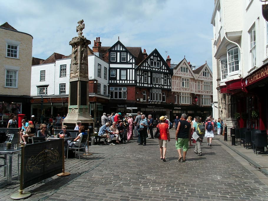 England, Village, Canterbury, picturesque, big picture, buildings, HD wallpaper
