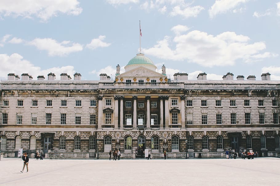 white building, somerset house, exterior, london, england, architecture, HD wallpaper