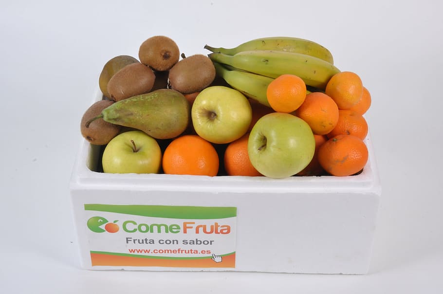 fruit season, pera conference, banana, kiwi, tangerine, apple, HD wallpaper