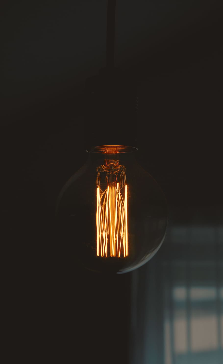 pendant LED bulb, untitled, light, glow, lightbulb, black, golden HD wallpaper