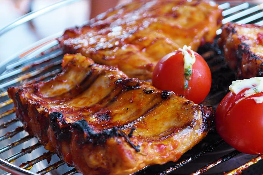 Space ribs on BBQ, food/Drink, barbecue, barbeque, grill, grilling