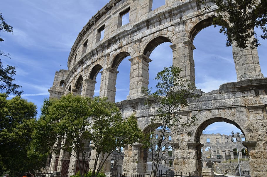 architecture, ancient, amphitheater, old, stone, history, the past HD wallpaper