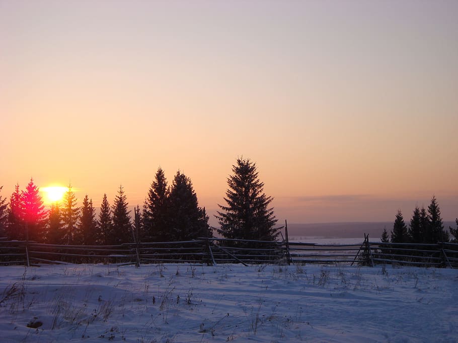 sunset, winter, ural, landscape, snow, sky, cold temperature HD wallpaper