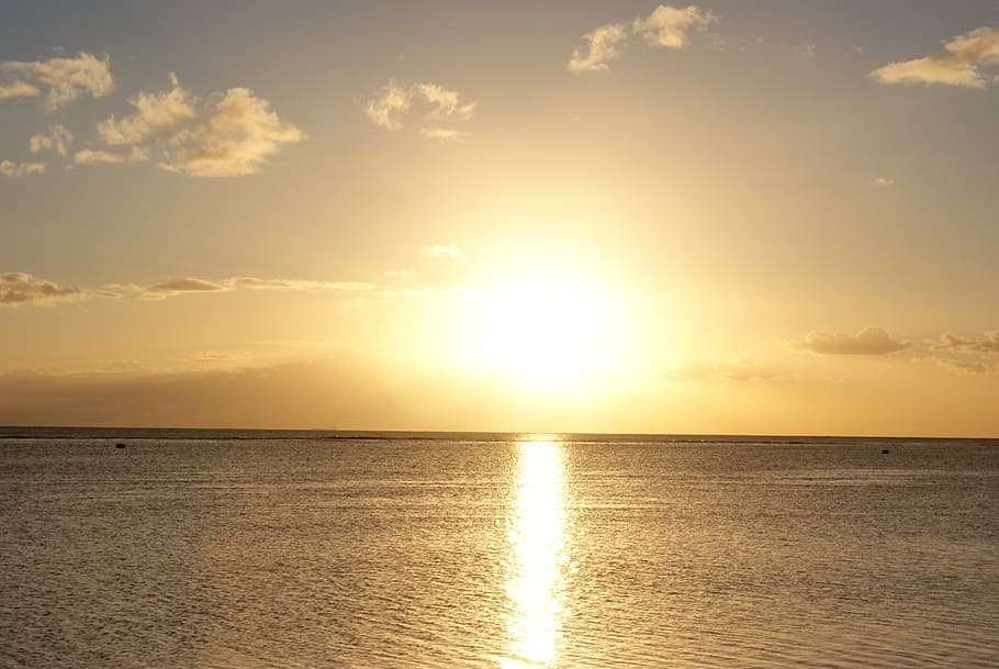 sunset, dusk, evening, twilight, ocean, sea, water, sky, cloud HD wallpaper