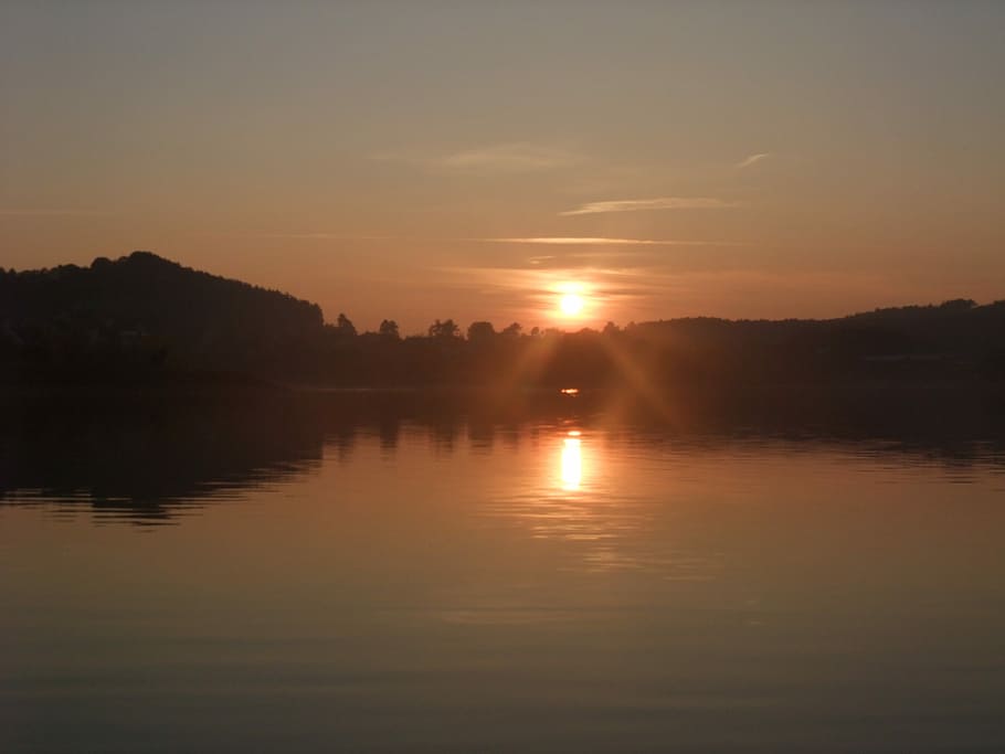 Sun, Setting, Sunset, Evening, Nature, landscape, dusk, orange HD wallpaper