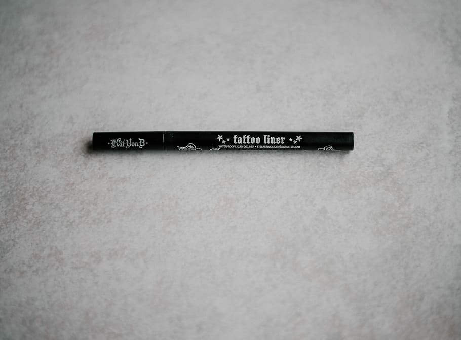 Kat Von D Tattoo Liner, tattoo liner on white textile, pen, ink HD wallpaper