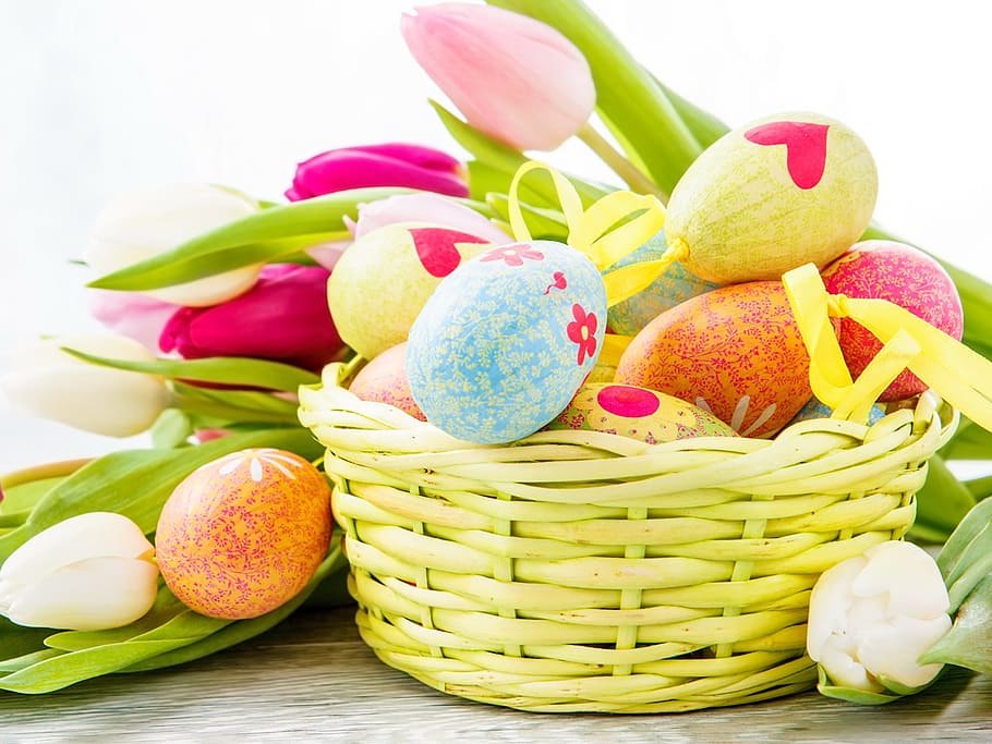 Basket, Easter, Eggs, easter egg, springtime, food and drink HD wallpaper