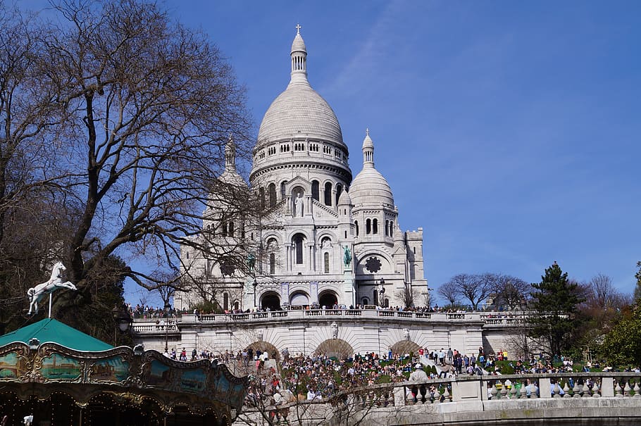 sacred heart, monument, paris, montmartre, basilica, sacré-coeur, HD wallpaper