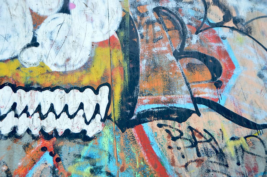 graffiti painting on wall, multicolored graffiti, skate art, urban art, HD wallpaper