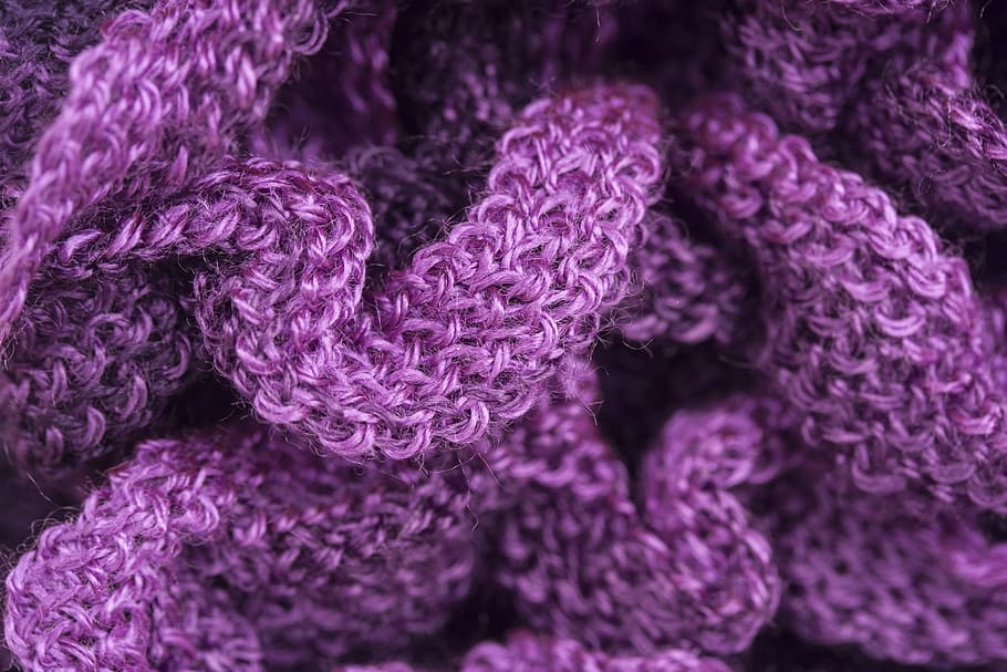 shallow focus photography of purple knit textile, fabric, abstract pattern, HD wallpaper
