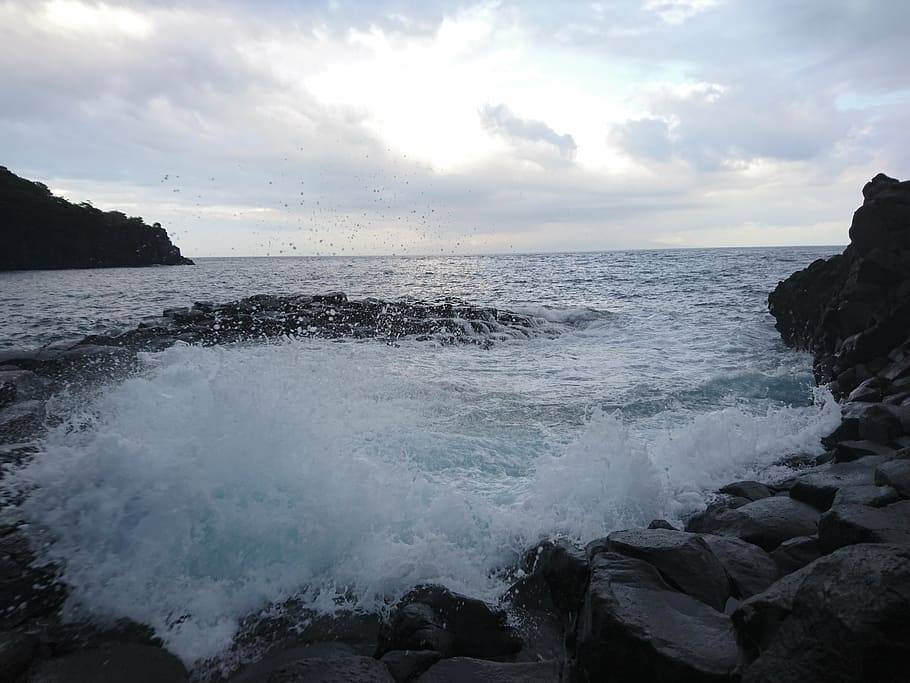 sea, wave, iso, nature, coastline, beach, rock - Object, water HD wallpaper