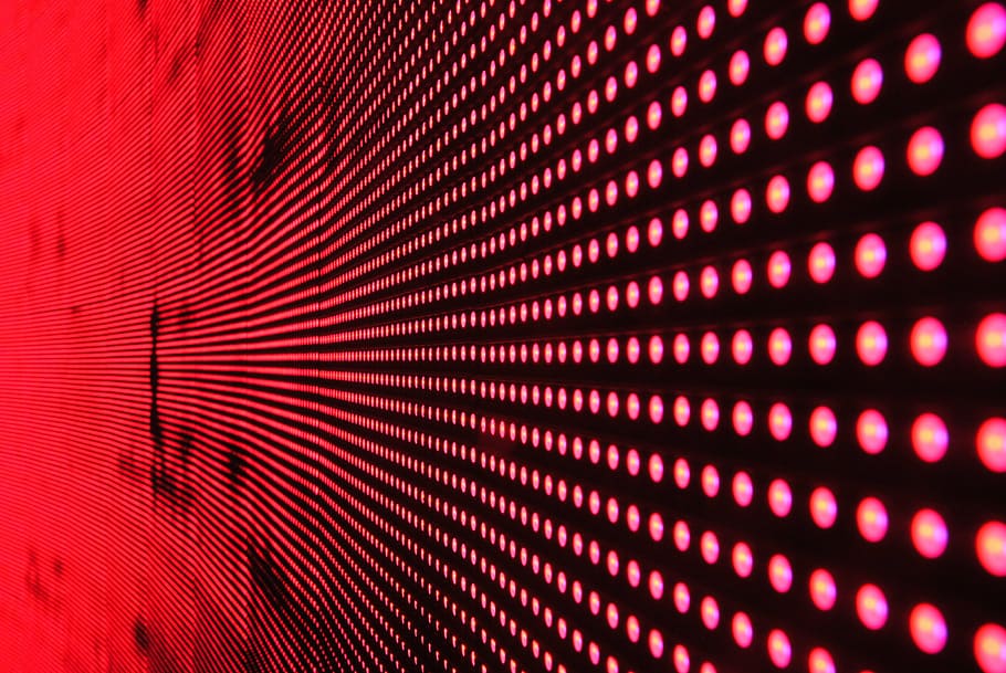 red digital LED, structure, light, movement, color, abstract, HD wallpaper