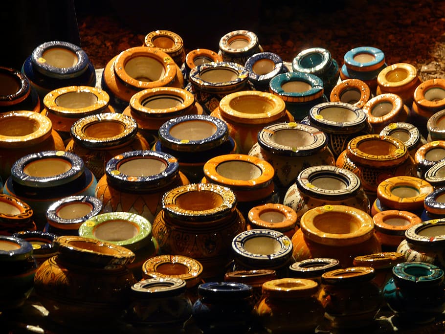 pots, jugs, ceramic, vessels, pottery, fragile, painted, craft HD wallpaper