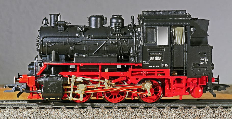 black and red toy train on track, steam locomotive, model, scale h0, HD wallpaper