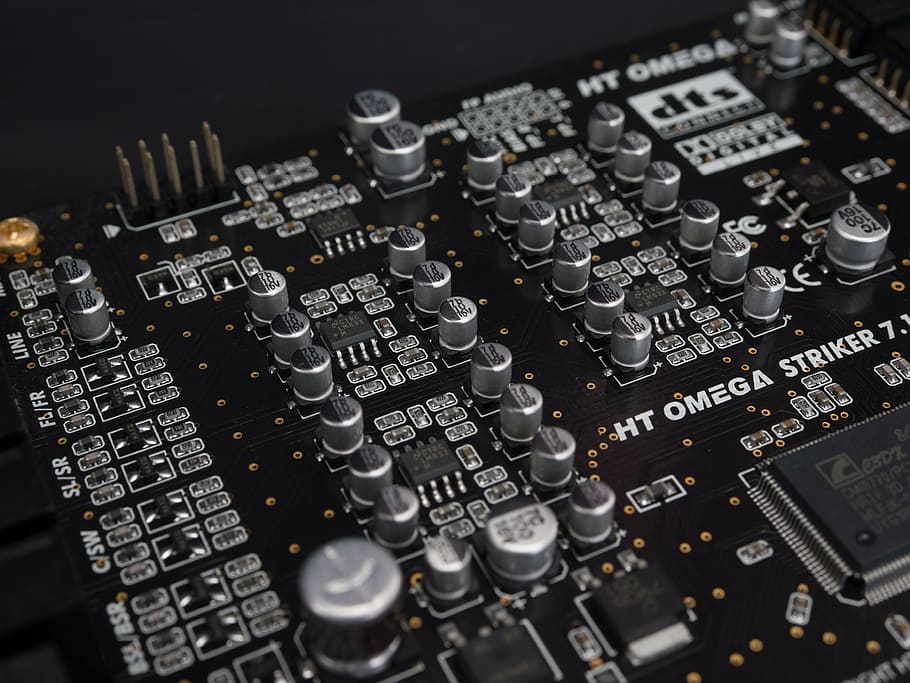 black audio mixer, electronic devices, chip, memory, high-tech HD wallpaper