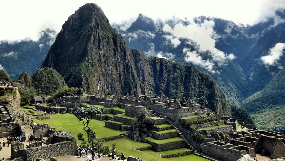 green foggy mountain during daytime, machu pichu, peru, inca HD wallpaper