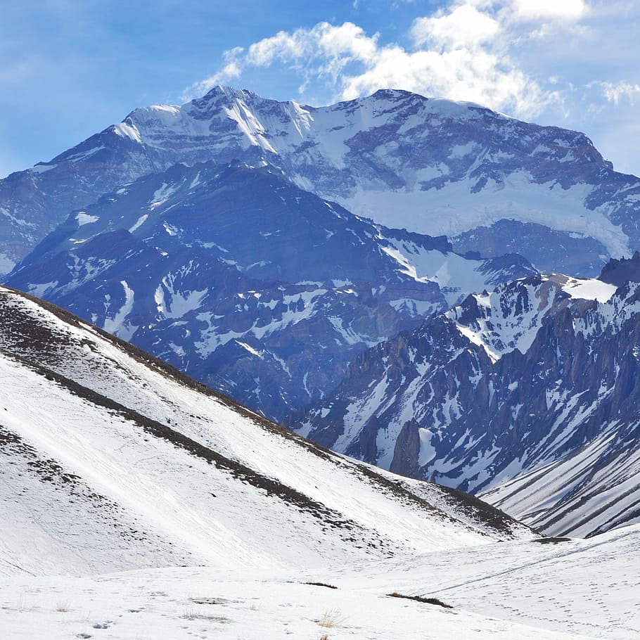 clouds, cold, mountain, sky, snow, snow peak, winter, cold temperature HD wallpaper