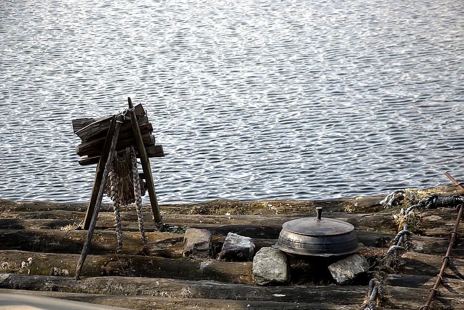 Lake, Winter, Classic, but, once upon a time, antique, old HD wallpaper