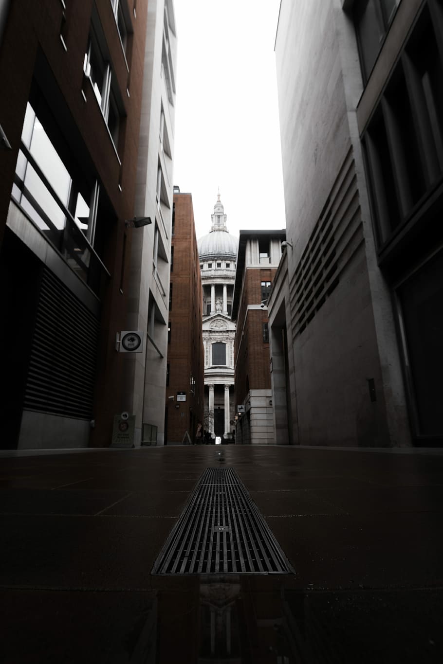 low-angle photography of buildings, photo of road between buildings HD wallpaper