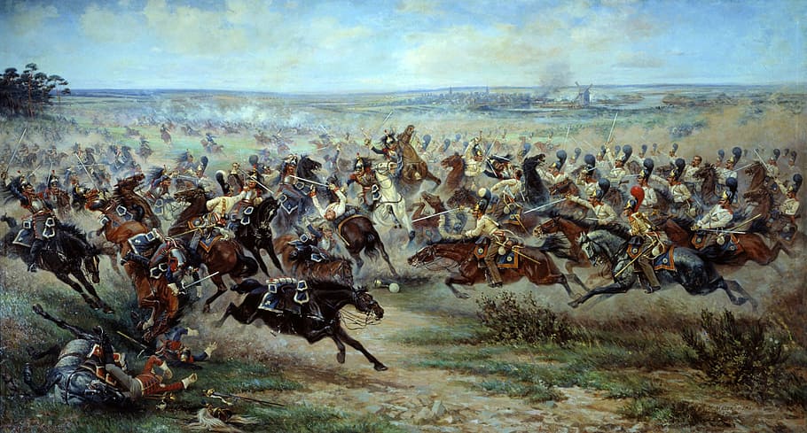 Charge of the Russian Imperial Guard cavalry against French cuirassiers at the Battle of Friedland, HD wallpaper