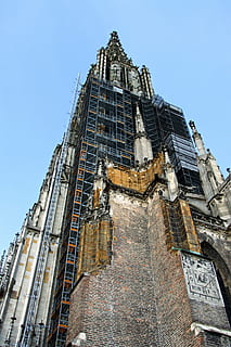 architecture, gothic, ulm, ulm cathedral, site, scaffolding HD wallpaper