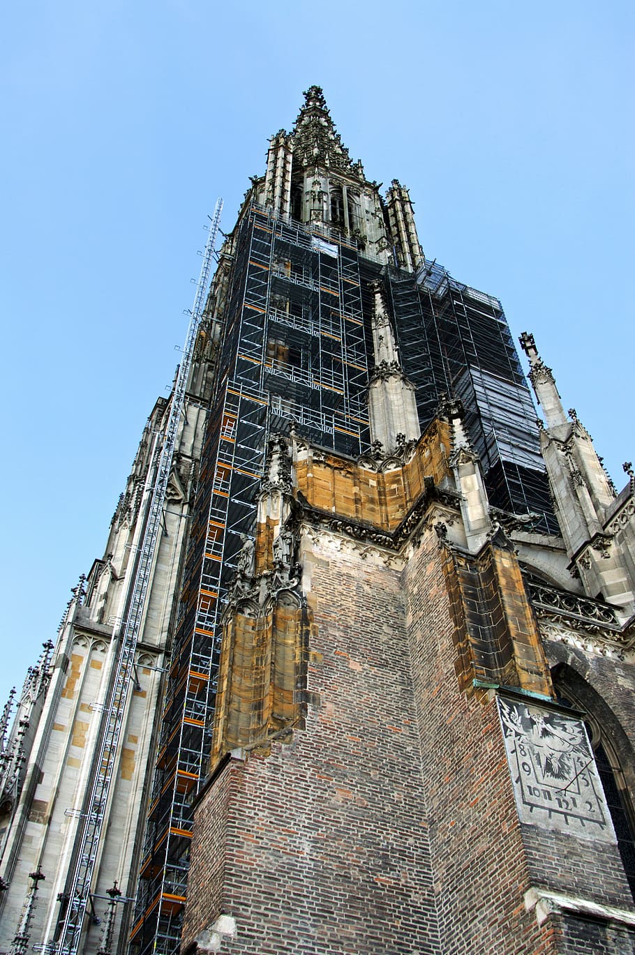 architecture, gothic, ulm, ulm cathedral, site, scaffolding HD wallpaper