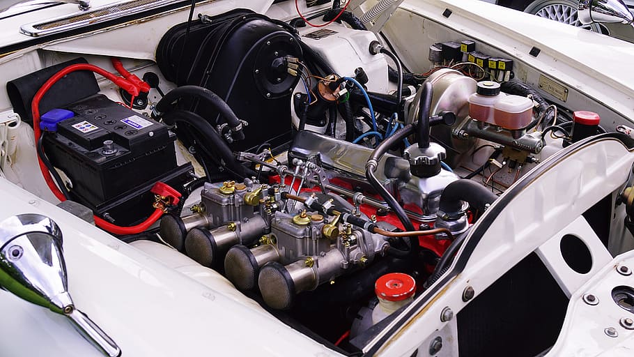 engine, the engine compartment, old auto, oldtimer, retro car HD wallpaper