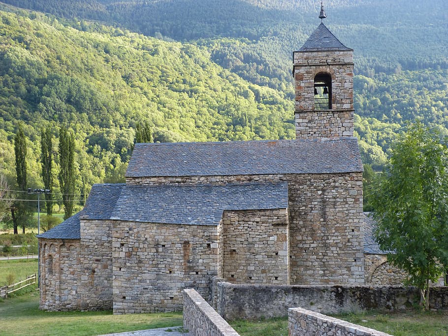 church, sant feliu de barruera, romanesque art, heritage, vall de boí, HD wallpaper