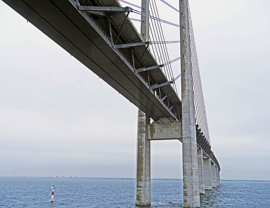 Oresund Bridge, Baltic Sea, the sea crossing, sweden - denmark, HD wallpaper